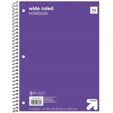 Up up Wide Ruled 1 Subject Spiral Notebook Purple 70 Pages 3 Hole Punched