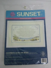 Dimensions Sunset Cross Stitch Kit Footprints Along the Beach 16x10 Religious