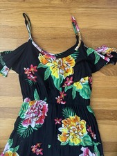 Old Navy Black Floral Cold Shoulder Ruffle Sundress M Scoop Neck Pullover