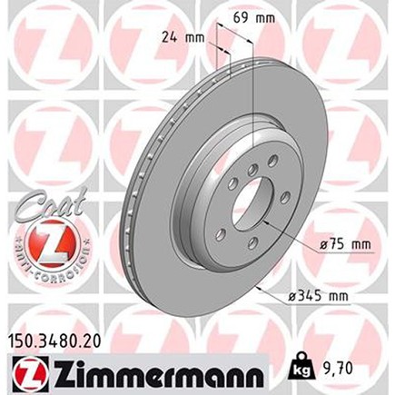 Zimmermann 150 3480 20 Disc Brake Rotor For for BMW
