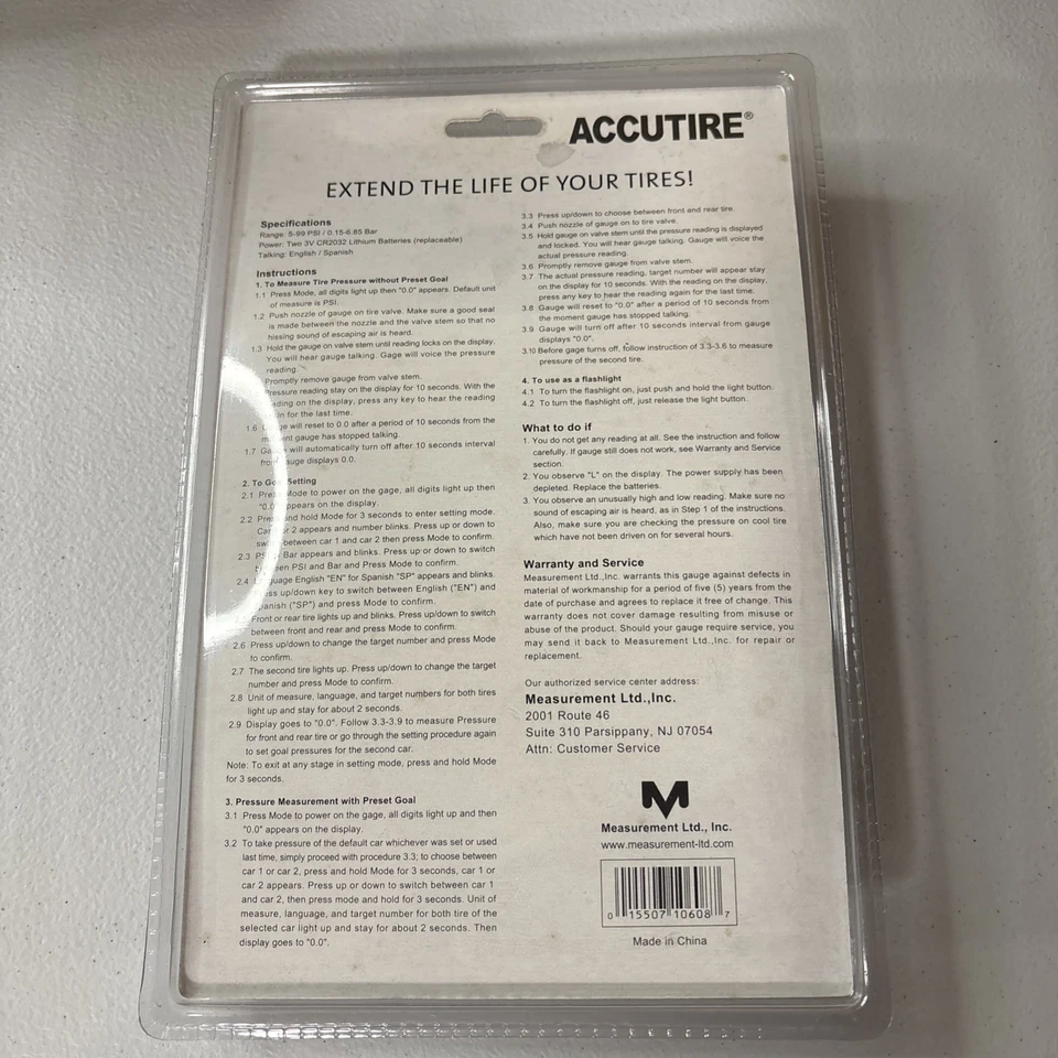 Accutire Talking Digital Tire Gage Flashlight English/Spanish MS-4201 Brand New - Image 4 of 4