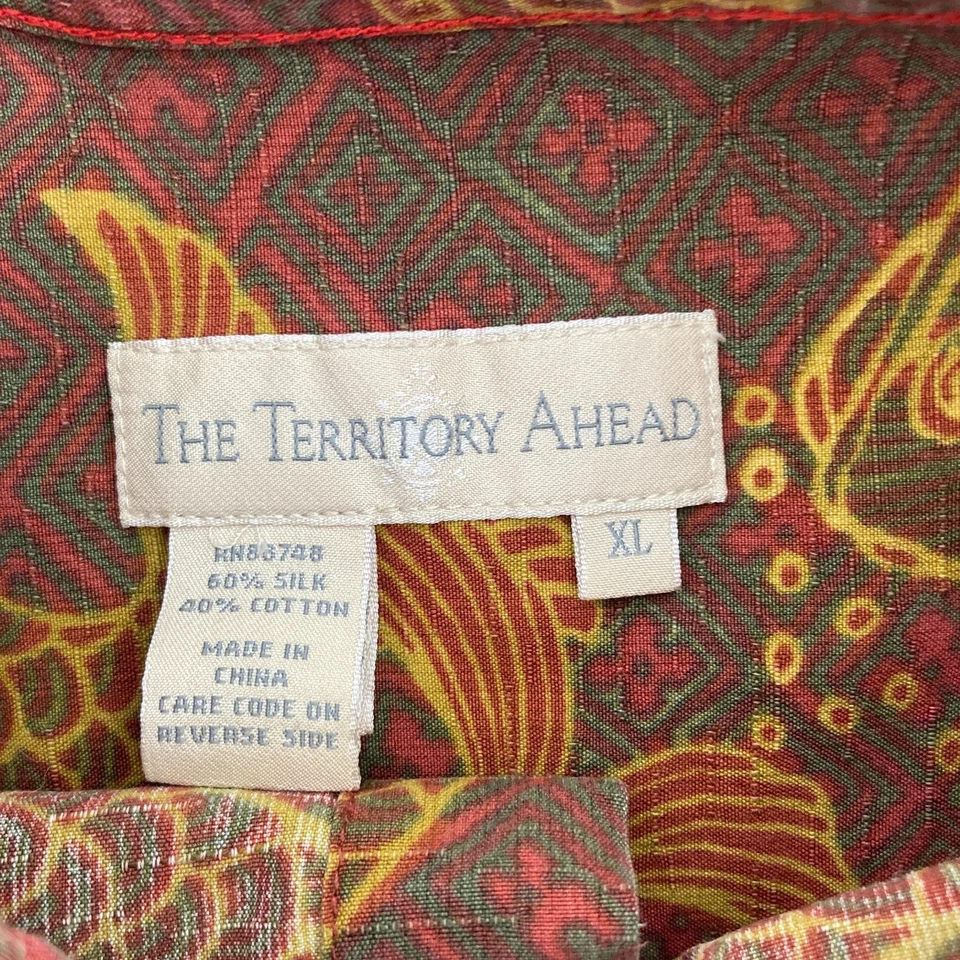 Camisa Hawaiana Territory Ahead Mezcla Seda Hombres XL Campamento Peces Koi Carpa Luau Aloha Foto 4 de 4