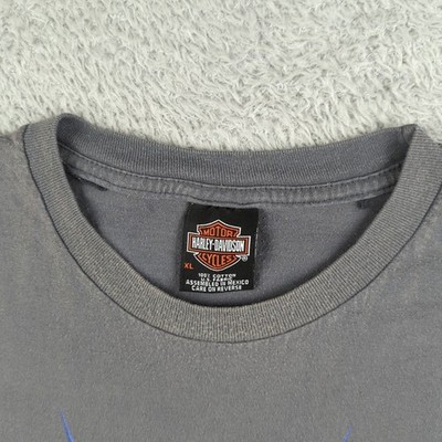 Harley-Davidson スタッズ　ロンT ダークグレー　y2k S VTG Y2K Harley Davidson T Shirt Mens XL Gray Chrome Eagle Flame