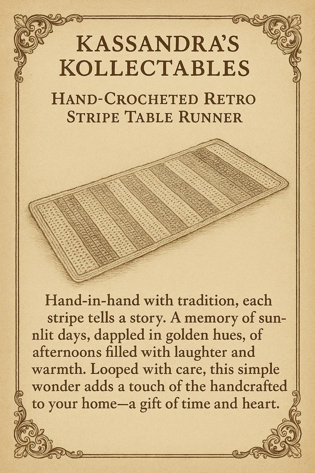 🌈 RETRO Boho - Hand-Crocheted Multicolour / Rainbow Striped Table Runner - Image 2 of 4