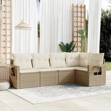 Garden Sofa Set Beige PE rattan Large Modular Garden Sofa Set