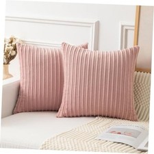 Kevin Textile Striped Corduroy 20  x20  Pillow 20" x 20" Pack of 2 Baby Pink