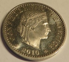 2010 Switzerland 20 Rappen Coin Ungraded Circulated Used Confoederatio Helvetica
