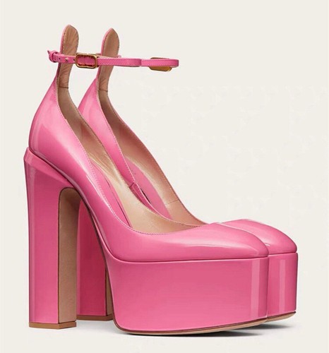 Botas para mujer de plataforma súper altas con tacones de bloque de cuero sintético punta redonda punta redonda - Imagen 9 de 29
