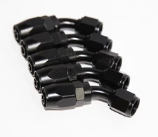 5PCS AN-6 AN6 45° Deg Swivel Fuel Oil Gas Line Hose End Fitting Adapter BLACK