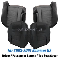 2003 2004 2005 2007 For Hummer H2 Driver / Passenger Bottom-Top Seat Cover Black