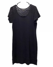 Tommy Bahama Black Dress Woman’s Size Medium Short Sleeve Little Black MidiDress