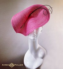 Aimee Fuller Black Hot Pink Royal Ascot Fascinator Kentucky Derby Hat Easter Hat