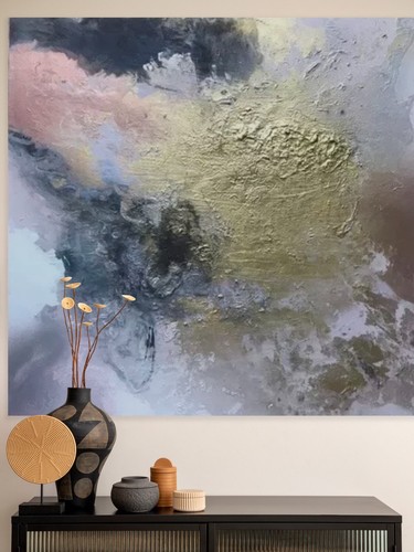 A Large Contemporary ABSTRACT Acrylic Textured PAINTING On 90 x 90cm Canvas - Picture 2 of 15