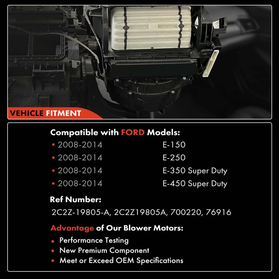 Nuevo motor soplador de climatización trasero para Ford E-150 E-250 Econoline E-450 E-550 Super Duty Foto 3 de 4