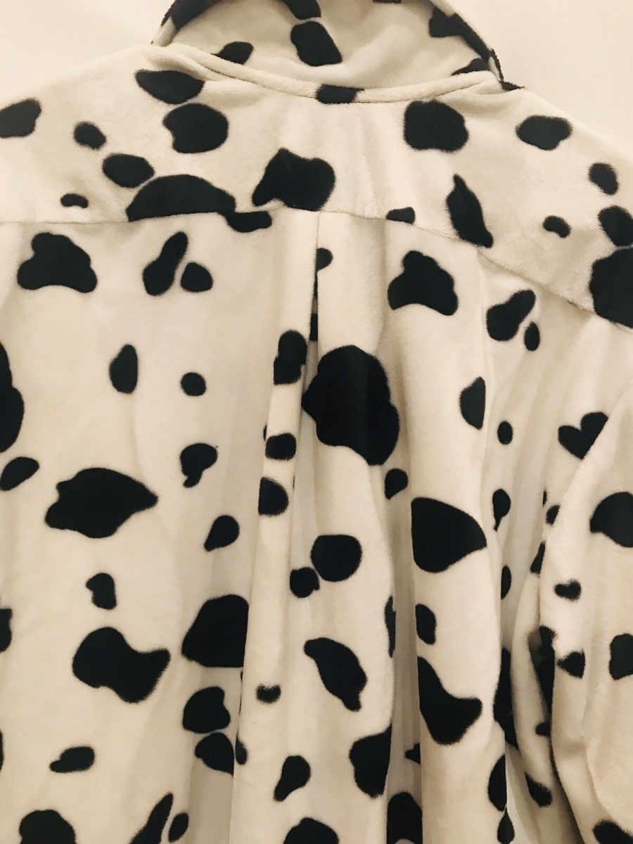 c1989 cow ecofur coat 牛柄 アウター ダルメシアン 新作＞ダルメシアン柄エコファー衿付きコート[品番：MJNW0001039