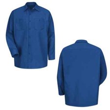 Red Kap Work Shirt Solid Color 2 Pocket Men's Industrial Uniform Long Sleeve