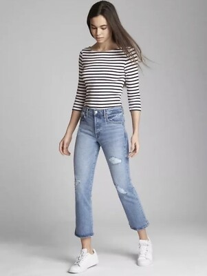 Gap High Rise Crop Kick Distressed Jeans Sz 29 Tall NWT