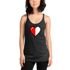 Retro 8 Bit Video Game Pixelated Half Heart Women's Racerback Tank Top Shirt