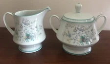 Noritake Paradise Mint Green China Creamer & Sugar Bowl with Lid  8223 W80 Japan