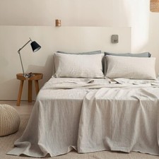 Simple Opulence 100 Linen Sheet Set 4pcs Basic Style, Deep Pocket Bed Sheets