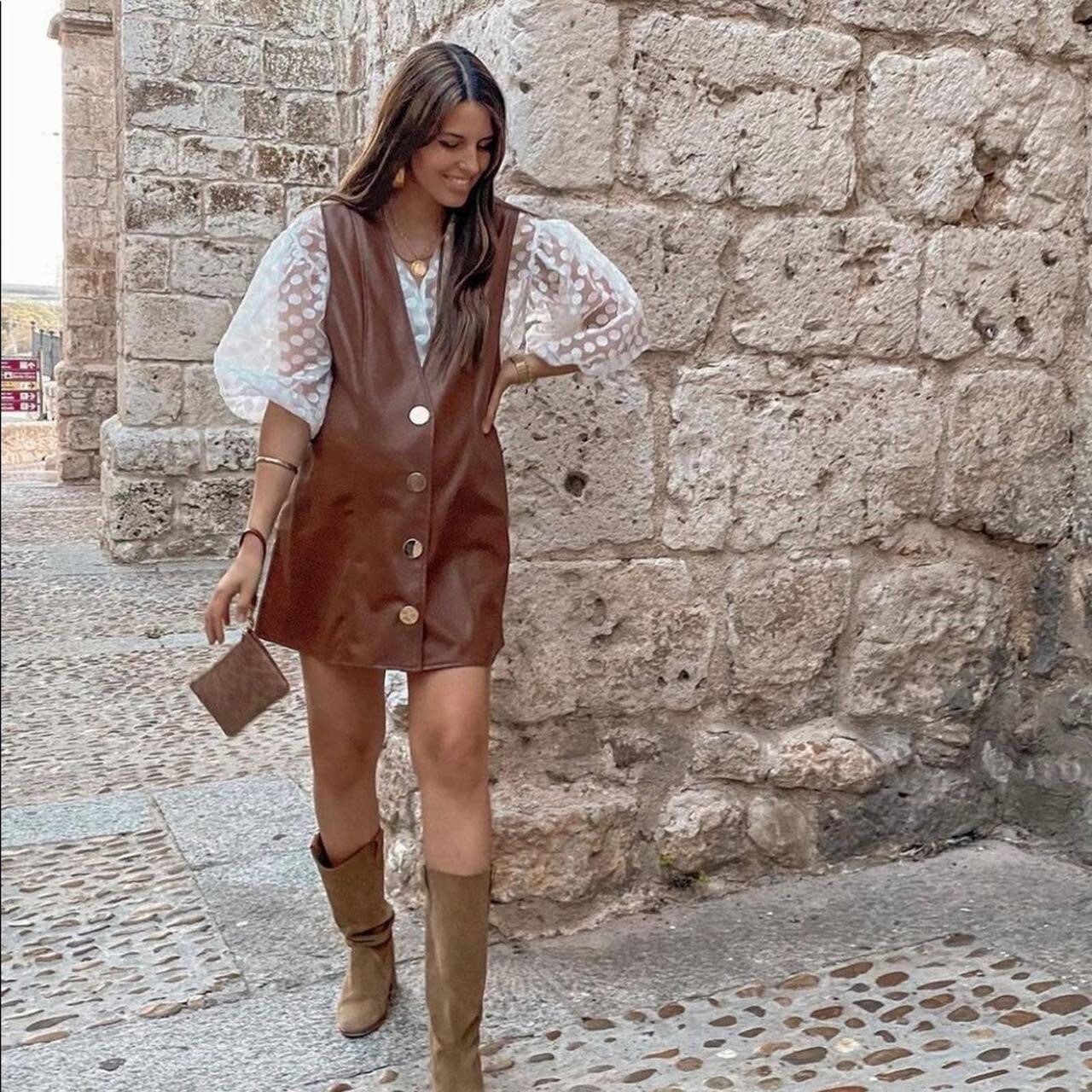 faux leather pinafore skirt