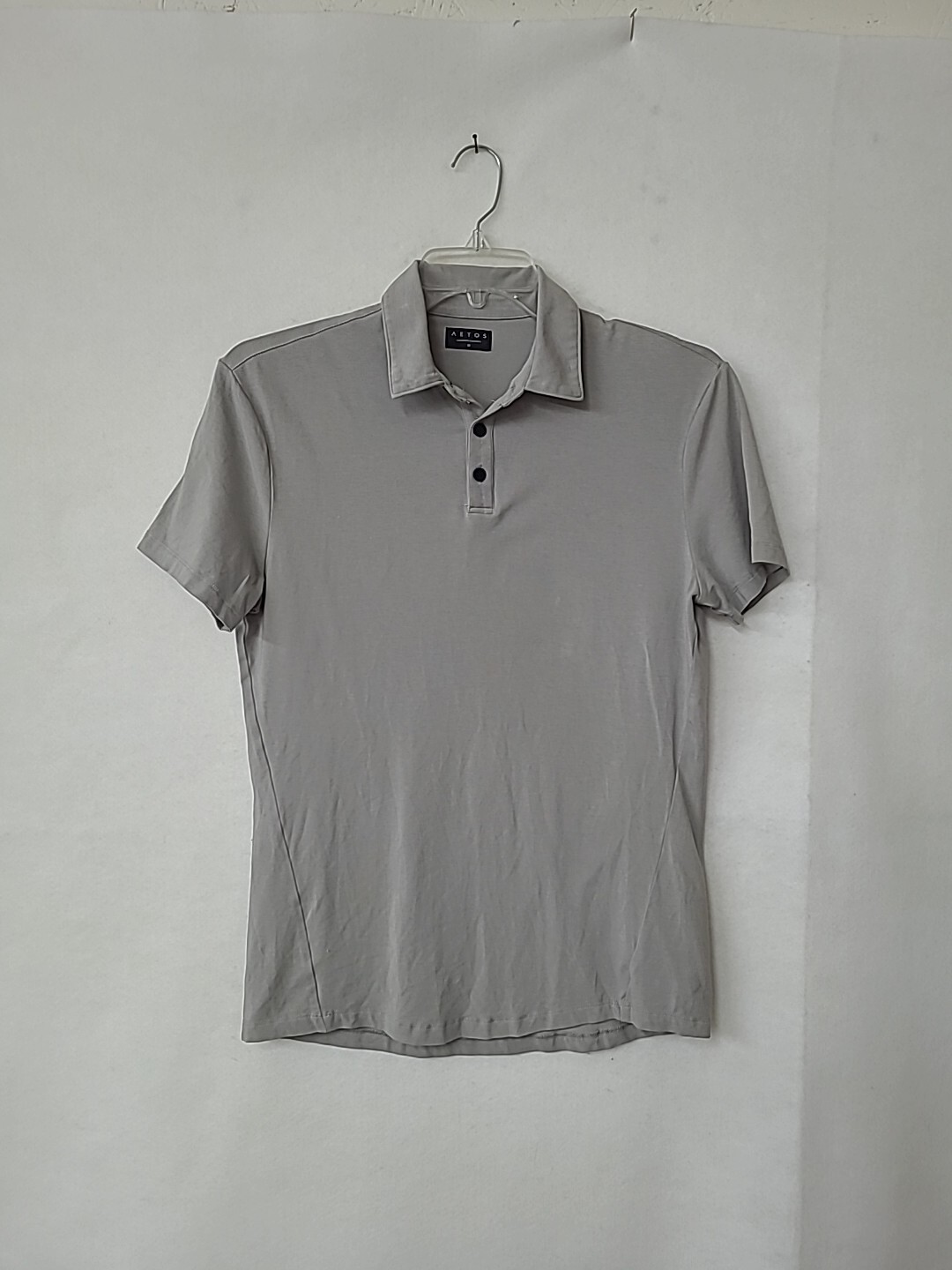 Aetos Men M Cool Grey Golf Polo Shirt Soft Stretch Ellipse Hem Tee-image