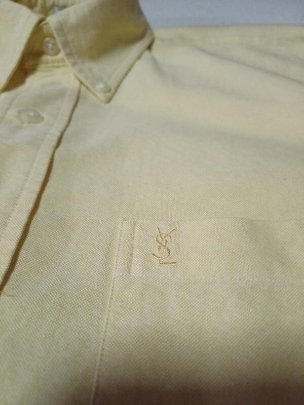 Camicia Oxford Vintage Yves Saint Laurent Classica Uomo Giallo 15 34 Stile Franc