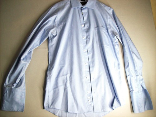 Pronto Uomo blau gestreiftes bügelfreies geknöpftes Herrenhemd Größe 16/36-37 - Bild 1 von 7