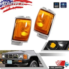 Side Marker Turn Signal Corner Parking Lights Chrome Pair Set for Toyota Pickup