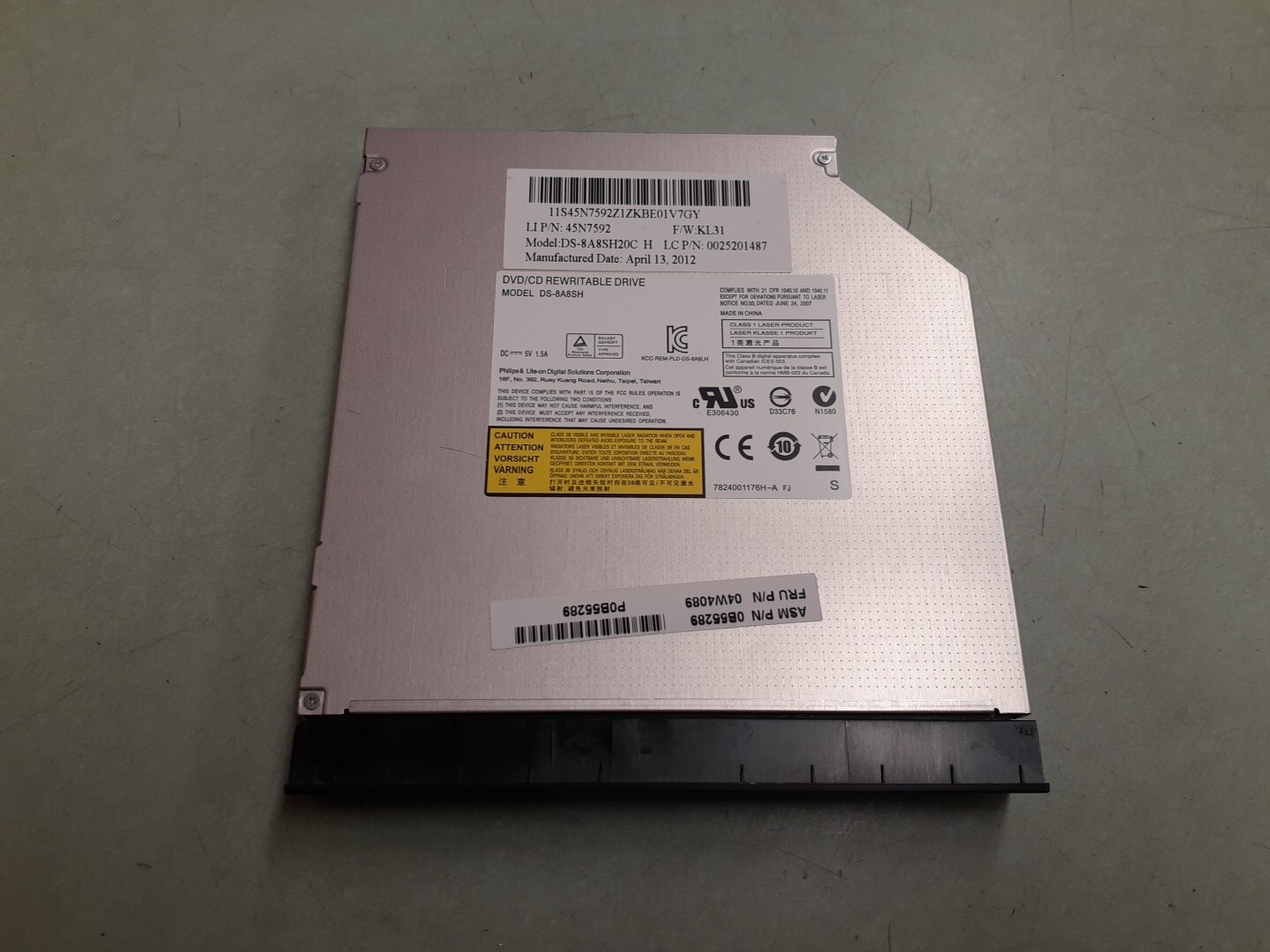 Philips Black CD DVD RW Writer Drive DS-8A8SH 45N7592 04W4089-image