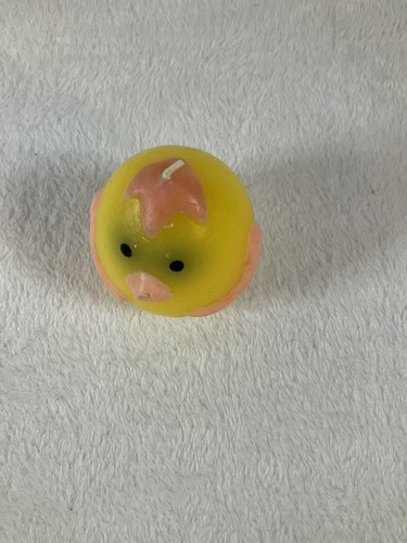 Vintage Baby Chick Duck Shaped Candle 3.25" Yellow Pink 1 Wick Easter Decor - Picture 2 of 7