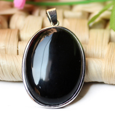 Huge Fashion Jewelry Gift Black Onyx Gemstone Vintage Silver Necklace  Pendants