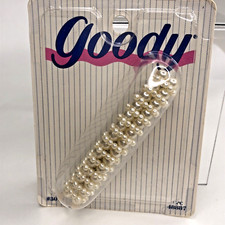 Vintage Goody 3.5 Inch Barrette Hair 2.5" Clip White Pearl Glamorous NOS 3071