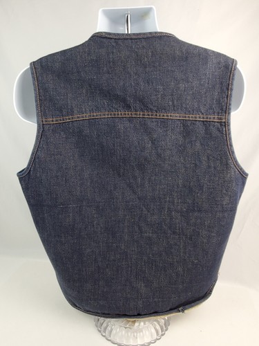 Vintage Sears Roebuck Denim Vest faux shearling Men's Large western wear - Picture 5 of 11