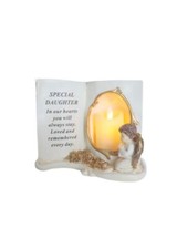 Memorial Book With Cherub Angel Praying and LED Candle Holder Daughter