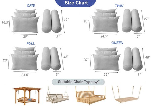 Pillow & Bolster Cushion Polyester Fiberfill Inserts for Daybed Porch Swing Bed - Picture 18 of 49