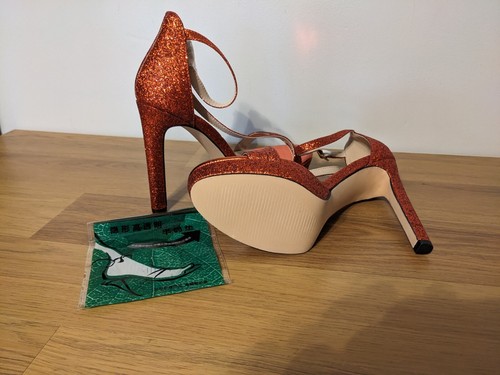New Strappy Glitter Platform Ankle Strap High Heel Sandals, Red, 11521, Size 8.5 - Picture 9 of 12