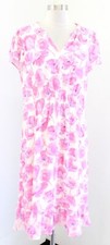 Talbots Spring Poppies Floral Print Casual Flounce Hem Dress Size 10 Pink White