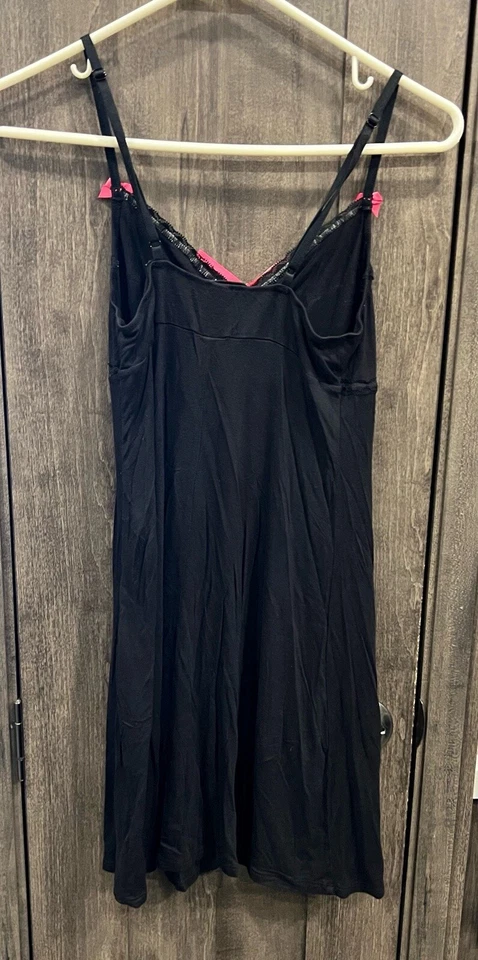 Betsy Johnson Intimates Black Lace Pink Detail Babydoll Negligee Teddy Small - Image 2 of 4