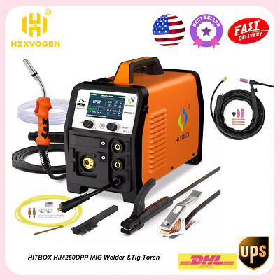 7in1 Flux Core MIG Welder with TIG Gun 200A Pulse MIG/Gas/Lift TIG/SPOT/MMA, Alu