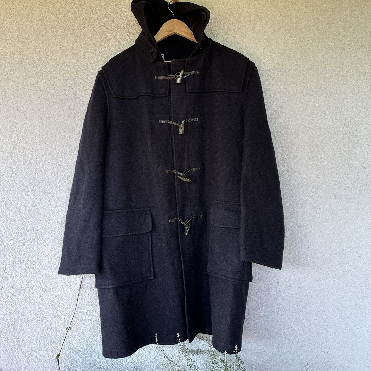 ジャケット・アウター GLOVERALL Made in England Duffle Coat Gloverall Men's Blue Wool Duffle Coat Jacket Size US46 EUR56