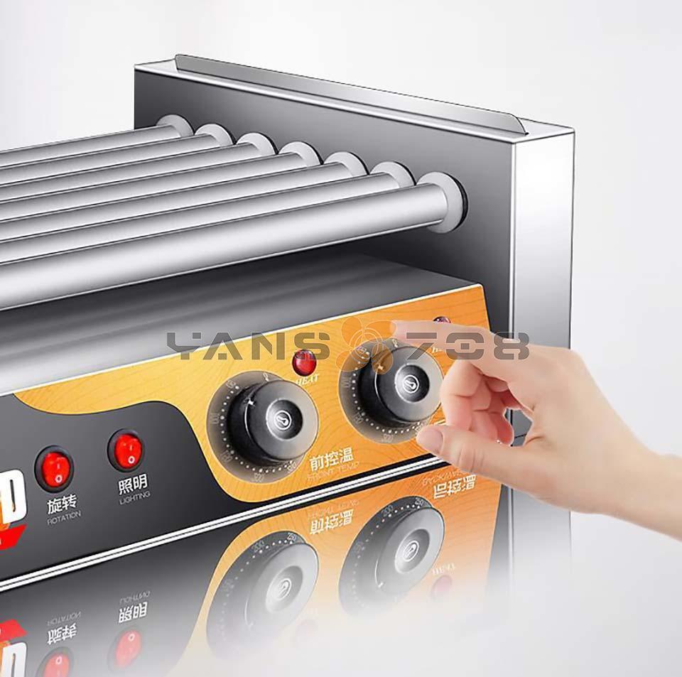 Commercial 220V 7 Roller Hot Dog Grill Cooker Machine Double