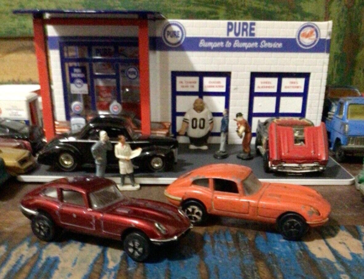 A Pair of Vintage Playart Jaguar E Type 2+2 cars Red and Orange eBay