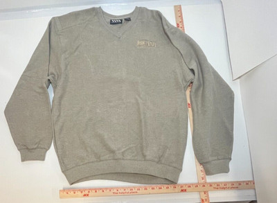 NEW BIG DOG MOTORCYCLES BEIGE SWEATER W/ SIGNATURE LOGO IN GOLD LETTERING