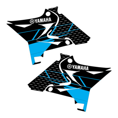Yamaha YZ125 YZ250 UFO Restyle retro shroud graphics cyan/black Free Shipping!
