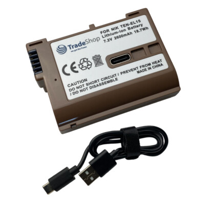 Kamera-Akku 2600mAh + USB-C Kabel für Nikon EN-EL1 EN-EL15a EN-EL15b EN-EL15c