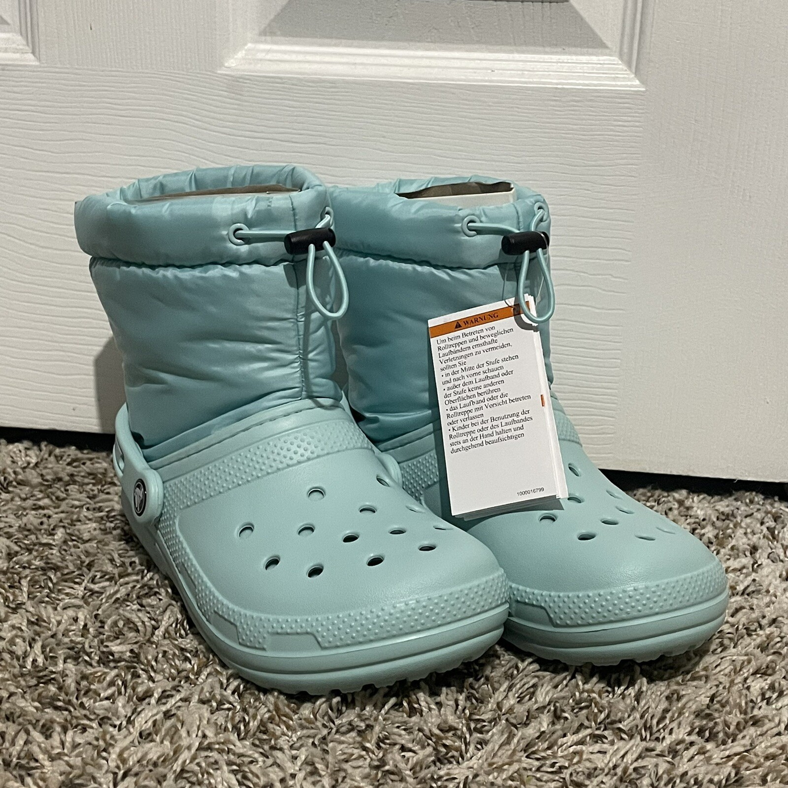 Crocs Classic Lined Neo Puff Insulated Boot in Pure Water US Women 5 Men 3