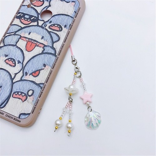 Beaded Keychain Long Tassels Lanyard Strings Lasers Shells Shape Pendant Straps - Photo 5/8