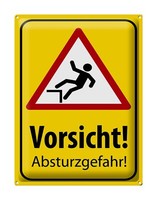 Blechschild Hinweis 30X40 Cm Vorsicht AbstüRzgefahr Metall Deko Schild Tin Sign