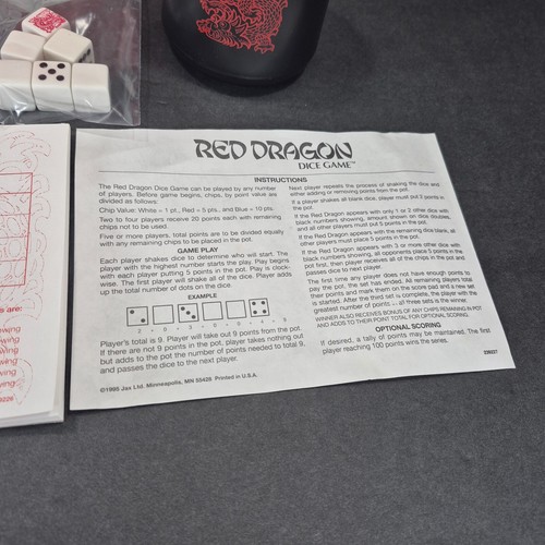 1995 Red Dragon Dice Game by Jax Vintage - Picture 3 of 13